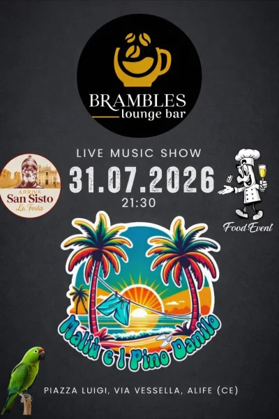 l Brambles Lounge Bar per una serata di musica dal vivo, buon cibo e divertimento! 🎤🍔✨